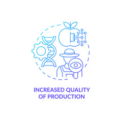 Increased quality of production blue gradient concept icon. Agricultural productivity abstract idea thin line illustration. Isolated outline drawing. Roboto-Medium, Myriad Pro-Bold fonts used