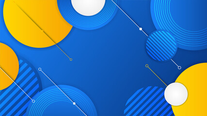Modern blue and orange yellow abstract 3d geometric presentation background