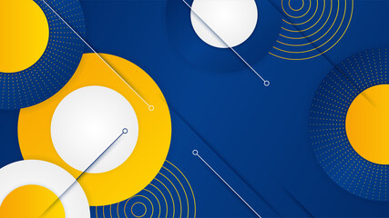 Modern blue and orange yellow abstract 3d geometric presentation background