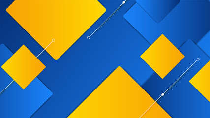 Modern blue and orange yellow abstract 3d geometric presentation background