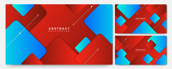 square gradient red blue memphis geometric Abstract Design Background