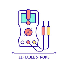 Multimeter RGB color icon. Smart grid testing tool. Electric equipment. Power load checkup. Isolated vector illustration. Simple filled line drawing. Editable stroke. Arial font used