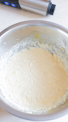 Whipped cottage cheese and mascarpone with egg