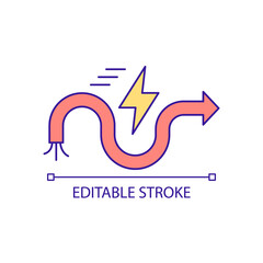 Superconducting cable RGB color icon. Smart grid system component. Electric energy transmission equipment. Isolated vector illustration. Simple filled line drawing. Editable stroke. Arial font used