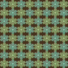 Pattern geometrico decorativo verde, azzurro, marrone