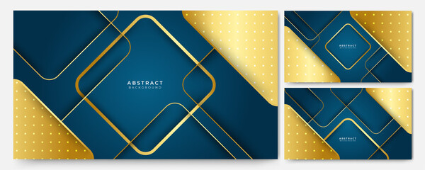 Elegant line gold on blue Abstract Design Background