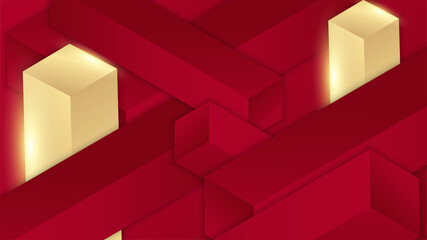 Elegant block gold on red Abstract Design Background