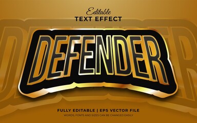 Shiny gold defender esports logo team in 3d editable text effect