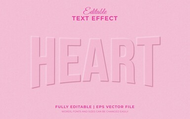 Pink heart 3d editable text effect in neomorphic neomophisme emboss style