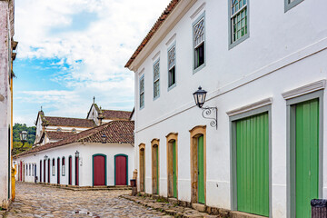 Old streets of the famous city of Paraty on the coast of the state of Rio de Janeiro and founded in 1667 with its colonial-style houses and cobblestones
