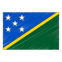 Hand drawn sketch flag of Solomon Islands. doodle style icon