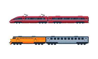 Train as Rail Electric Passenger Transport Service Vector Set