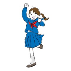 合格を喜ぶ女子高生