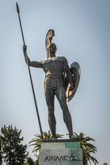 Corfu, Greece - 14.08.2021: The Achilles statue in Achilleion palace of Empress of Austria Sisi...
