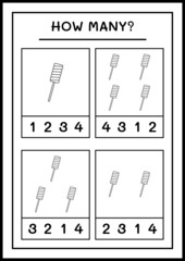 How many christmas lollipop, game for children. Vector illustration, printable worksheet