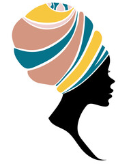
Silhouette of a girl. Woman with a hat. The head of a woman.