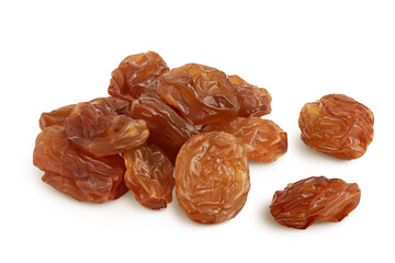 brown raisin isolated on white background with clipping path and full depth of field