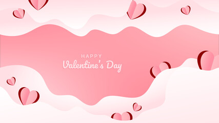 Happy valentine day with papercut style on smooth color