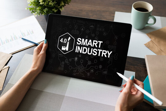 Smart industry 4.0, modern manufacturing, IOT and automation.