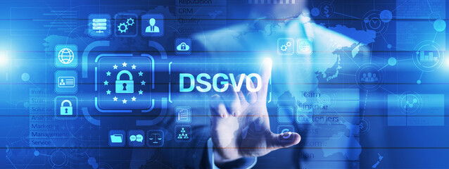 DSGVO, GDPR General data protection regulation european law cyber security personal information privacy concept on virtual screen.