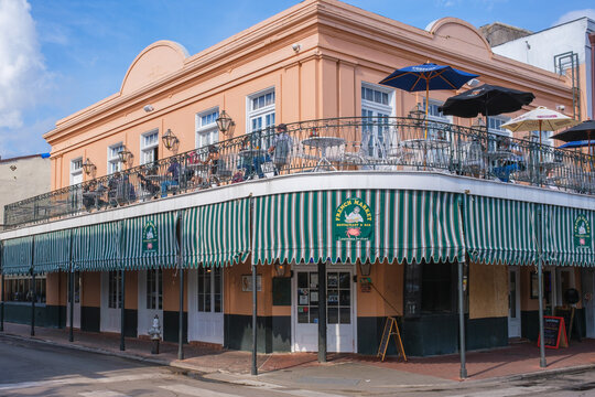 French Market Restaurant and Bar in the French Quarter with Unrecognizable Diners on January 9, 2022 in New Orleans, LA, USA