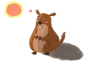 Happy Groundhog Day, Kids book Illustration