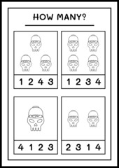 How many Skull, game for children. Vector illustration, printable worksheet