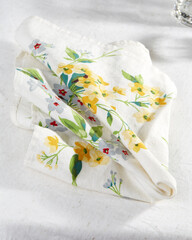 Floral dishcloth or napkin.