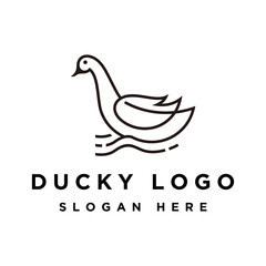 Duck Line art Logo Design Template