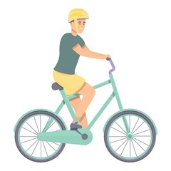 Bicycle instructor icon cartoon vector. Body training. Young man