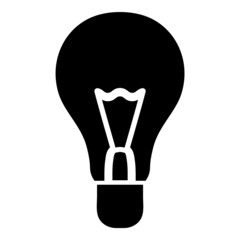 Lightbulb Glyph Flat Icon Isolated On White Background