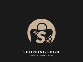 vector shopping bag isolated circle with Letter s, Fast Shopping icon , Creative Fast Shop, Creative Fast Shopping logo templates.