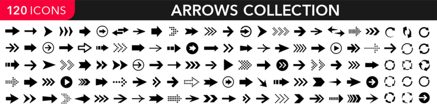 Arrows icons set. Arrow icon collection. Set different arrows or web design. Arrow flat style isolated on white background - stock vector.