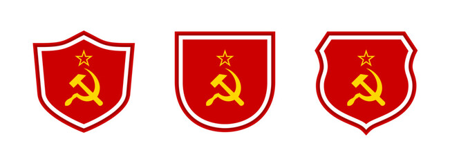 shields icon set with soviet union flag. vector illustration isolated on white background