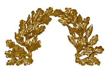 Golden decorative wreaths isolated on white background. Design element with clipping path