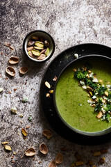 Broccoli soup with pistachios