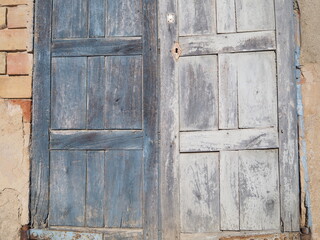 Door and window textures in Peralada Town, Girona, Spain