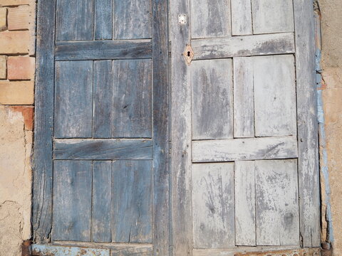 Door and window textures in Peralada Town, Girona, Spain