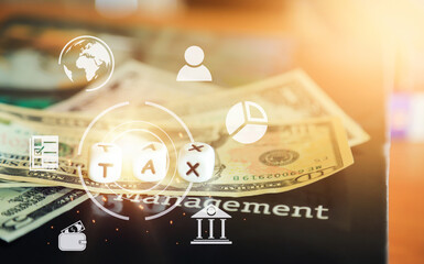 Tax idea payment in virtual icons concept for using in creative work photo