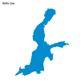 Blue outline map of Baltic Sea, Isolated vector siilhouette