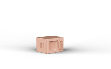 monochrome single cream color microwave in white background,single color, 3d Icon, 3d rendering