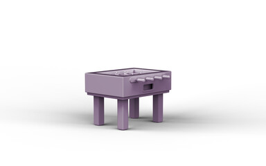 Isometric 3d Icon, a purple football table in flat color white room,single color white, cute toylike household objects, 3d rendering