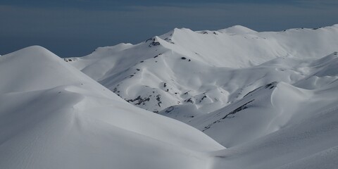 Mountains under snow in the winter