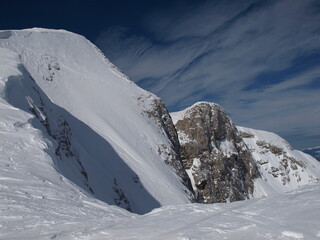 Mountains under snow in the winter