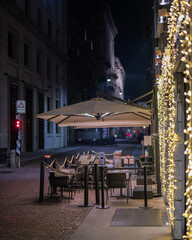 All ready for finner in Milan by night