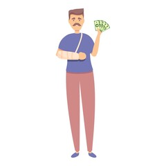 Health insurance icon cartoon vector. Medical care. Patient with money