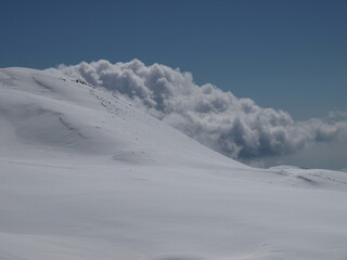 Mountains under snow in the winter