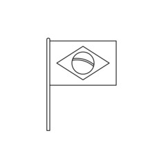 Black outline flag on of Brazil. Thin line icon
