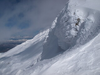 High mountains under snow in the winter