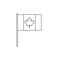 Black outline flag on of Canada. Thin line icon